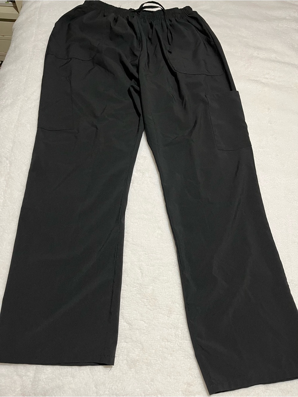 Scrubbed Black Elastic-Waist Scrub Pants